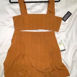 Burnt Orange trouser two piece with crop top